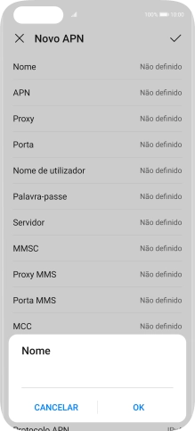 Introduza Vodafone Internet e prima OK.
