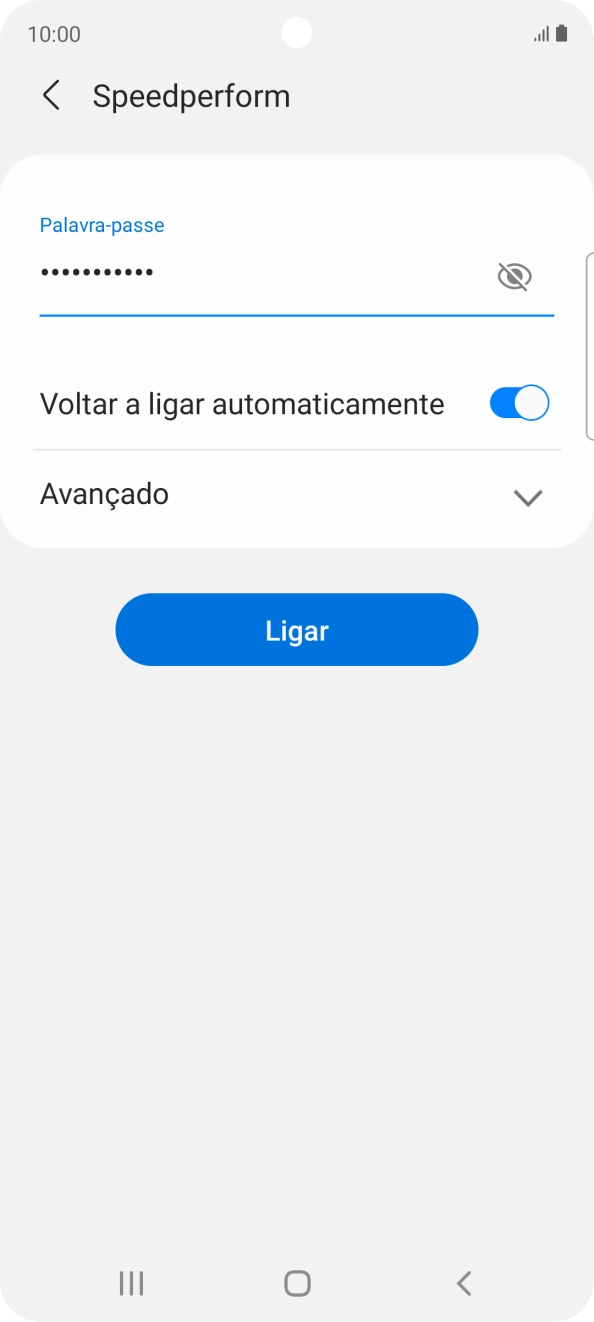 Introduza a password da rede Wi-Fi e prima Ligar.