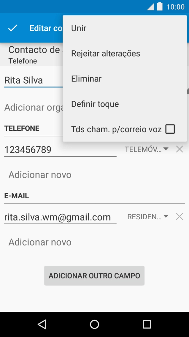 Prima Definir toque.