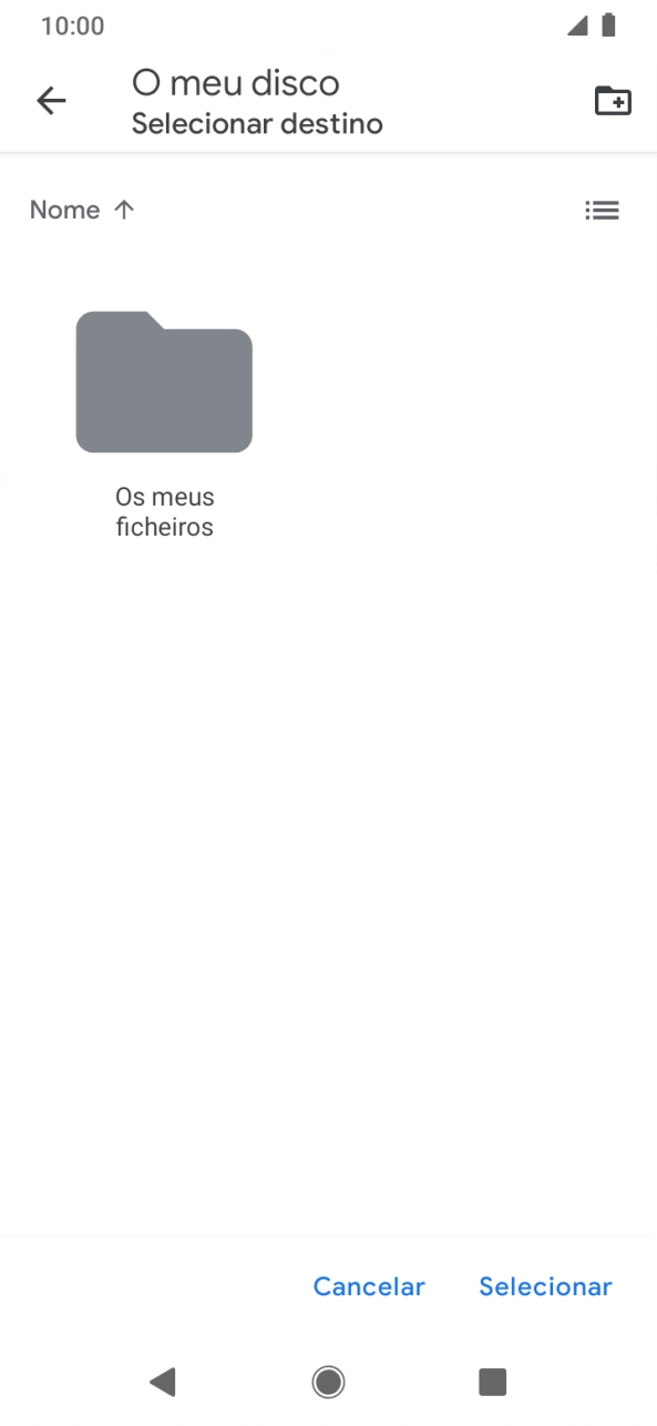 Se quiser criar uma nova pasta, prima o ícone de nova pasta e siga as indicações no ecrã para criar uma nova pasta.