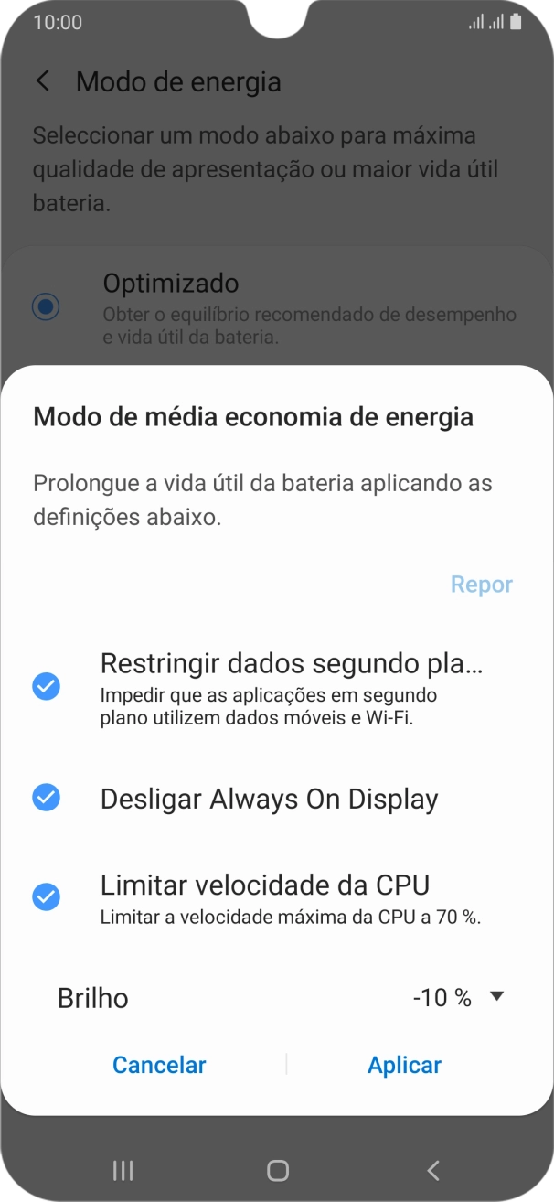 Prima Aplicar para ativar a função.