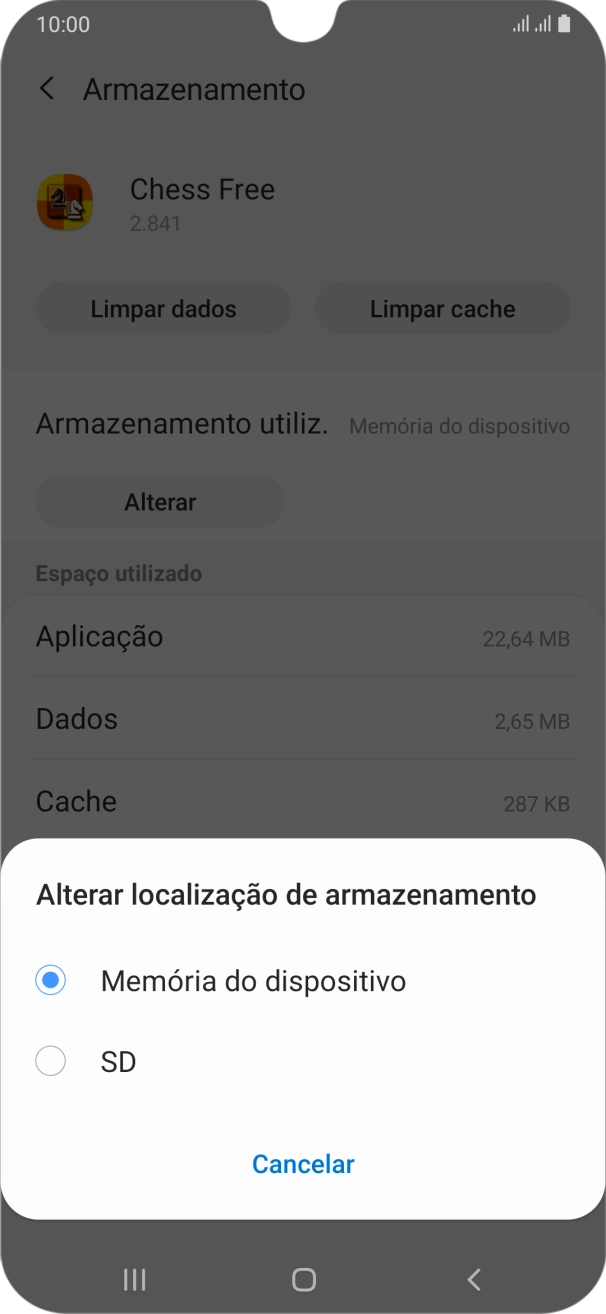 Prima o nome do cartão de memória.