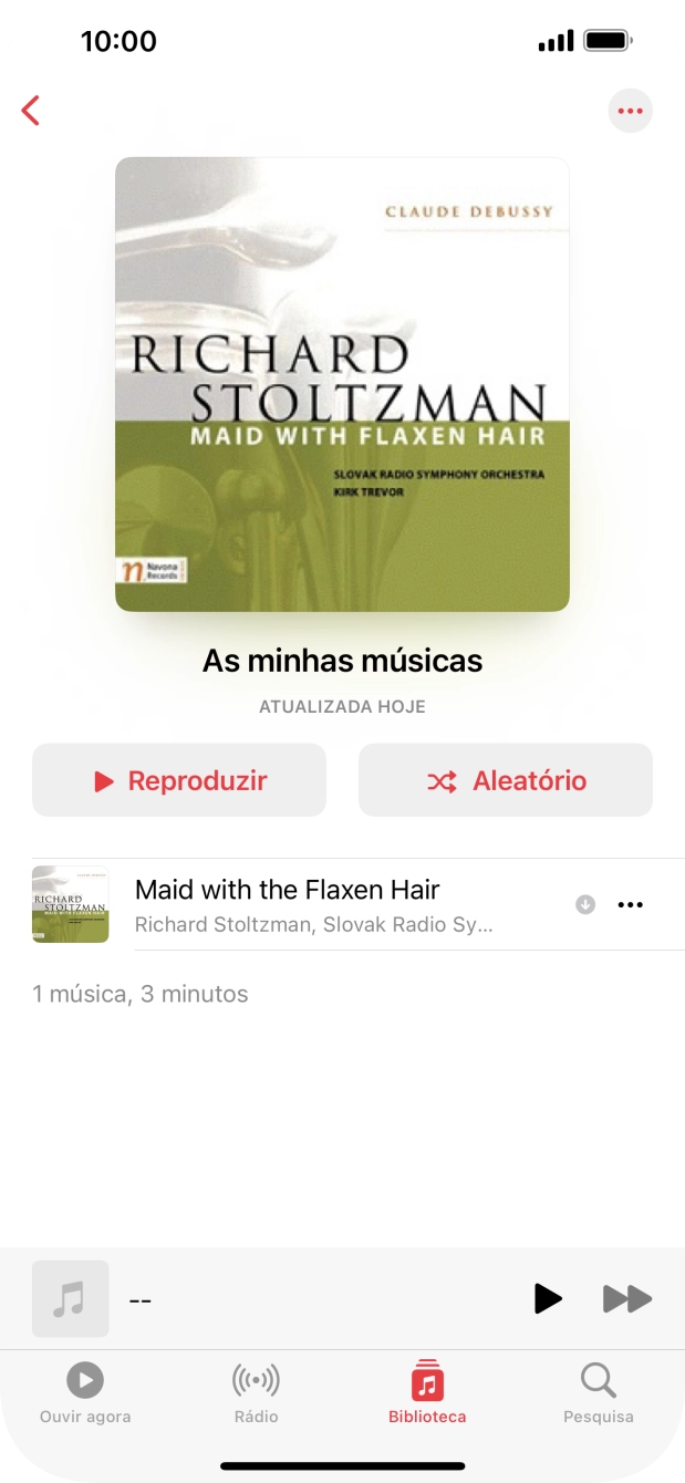 Vá até à categoria ou lista de reprodução pretendida e prima o ficheiro de música pretendido.