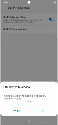 Írd be a PIN-kódot, és válaszd az OK lehetőséget.