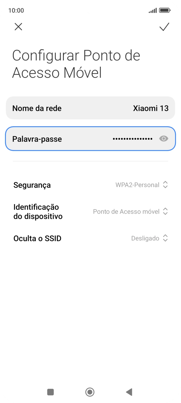 Prima Nome da rede, e introduza o nome pretendido do hotspot Wi-Fi.