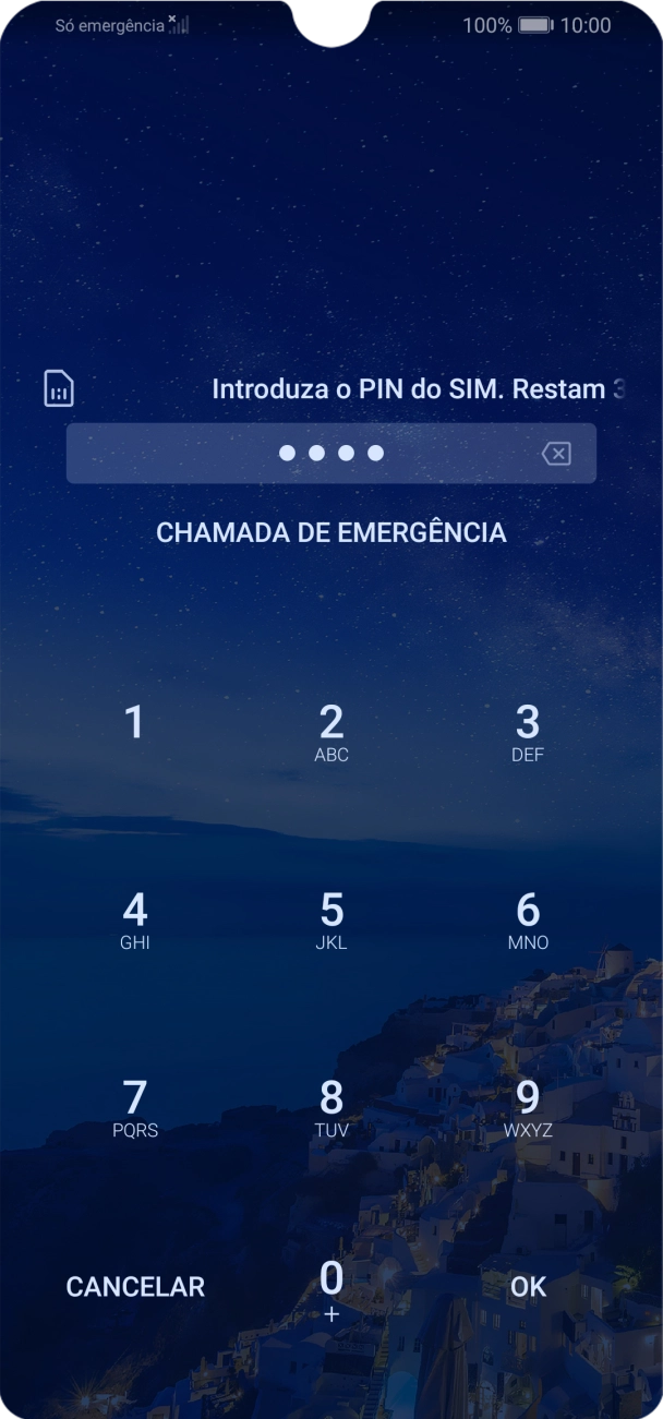 Se solicitado, deve introduzir o código PIN e premir OK.