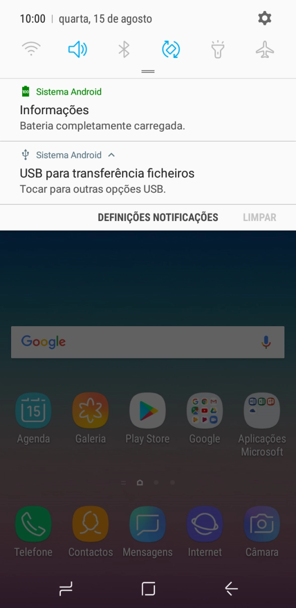 Prima Tocar para outras opções USB..