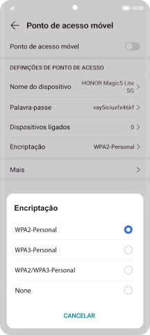 Prima WPA3-Personal para proteger o hotspot Wi-Fi com uma password.