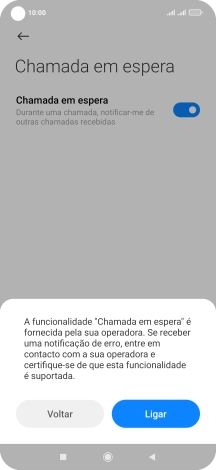 Se ativar a função, prima Ligar.