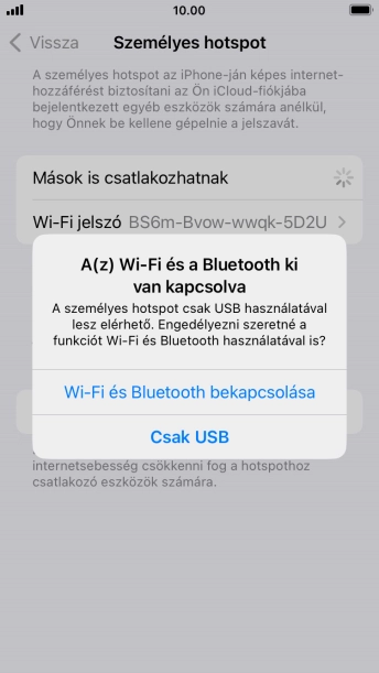 Amennyiben ki van kapcsolva a Wi-Fi, válaszd a Wi-Fi és Bluetooth bekapcsolása lehetőséget.