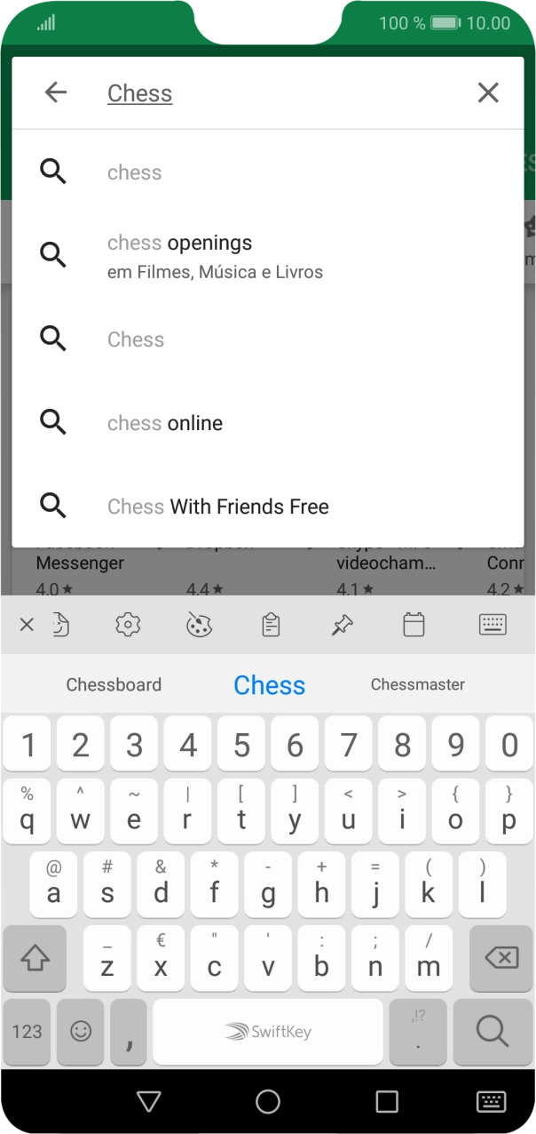 Introduza o nome ou categoria da app pretendida e prima o ícone para pesquisar.