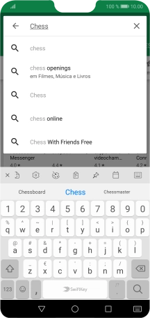 Introduza o nome ou categoria da app pretendida e prima o ícone para pesquisar.