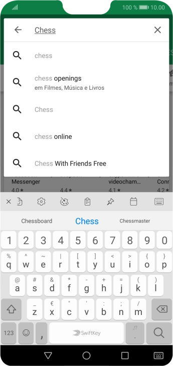 Introduza o nome ou categoria da app pretendida e prima o ícone para pesquisar.