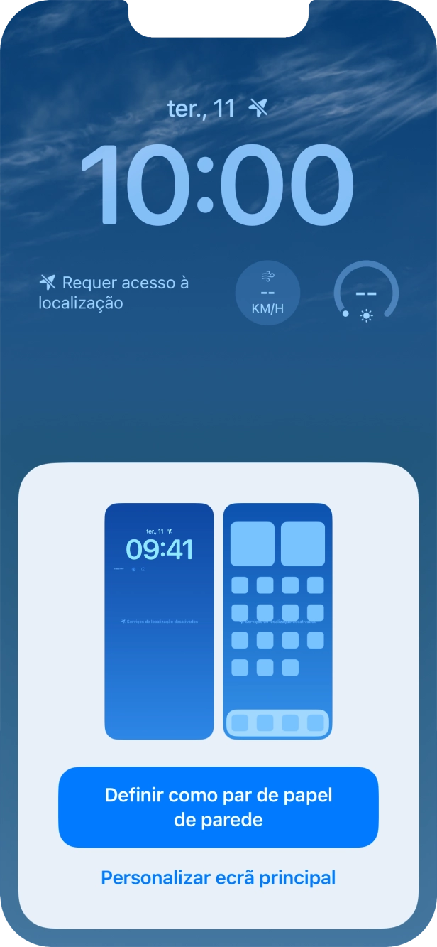 Se pretender utilizar o mesmo esquema de cores para o ecrã principal, prima Definir como par de papel de parede.