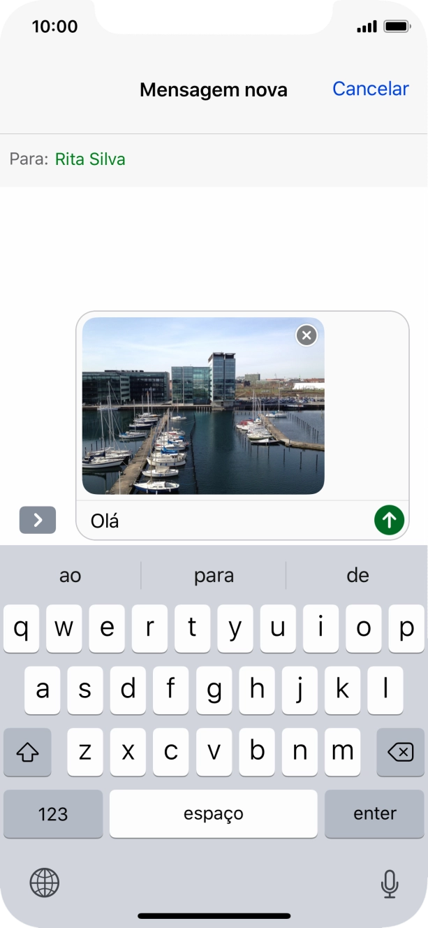 Prima o ícone para enviar.