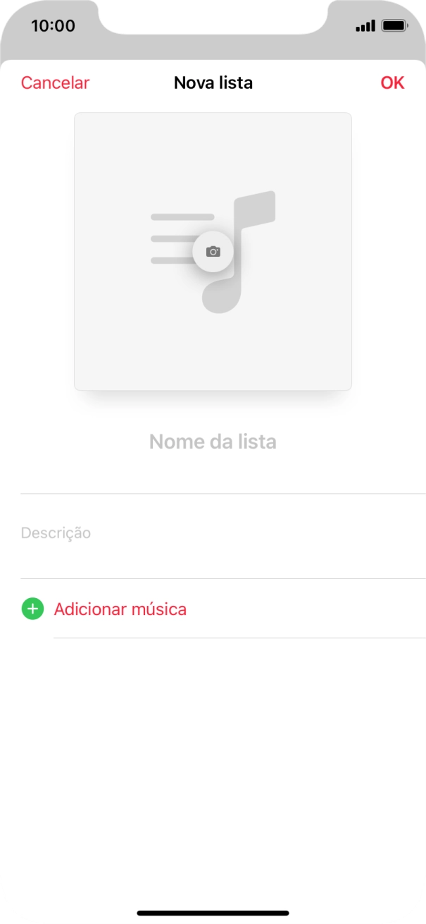 Prima o campo de escrita e introduza o nome da lista de reprodução.