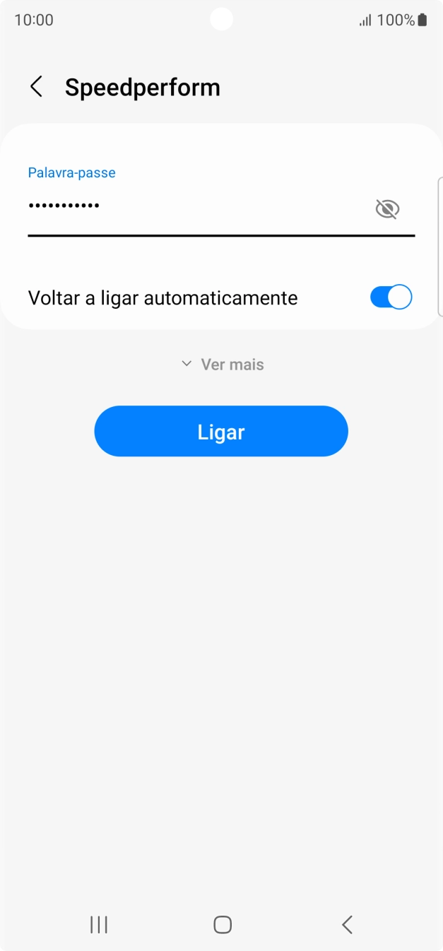 Introduza a password da rede Wi-Fi e prima Ligar.