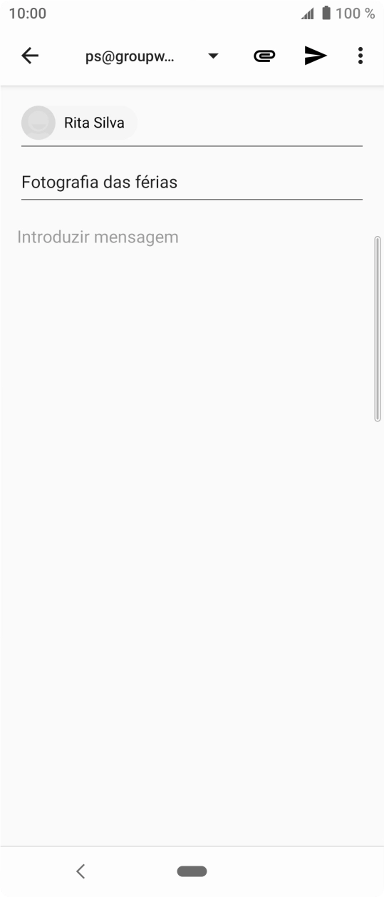 Prima o campo de escrita e escreva o texto do e-mail.