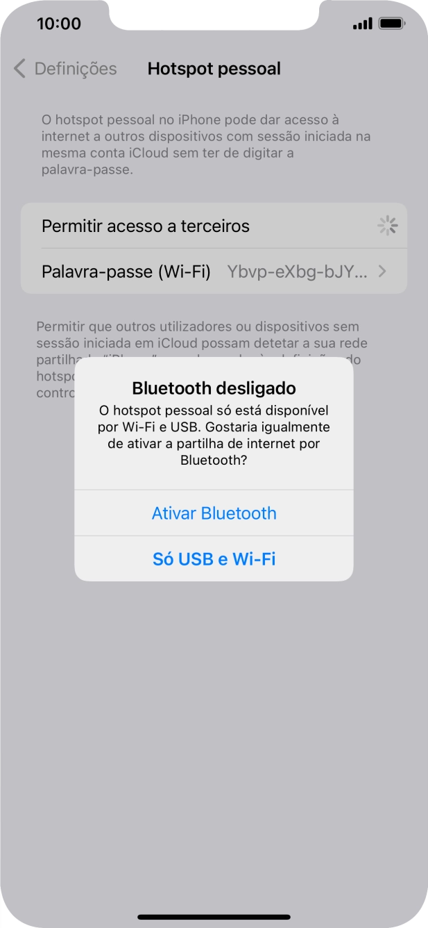 Se o Wi-Fi estiver ativado, prima Só USB e Wi-Fi .