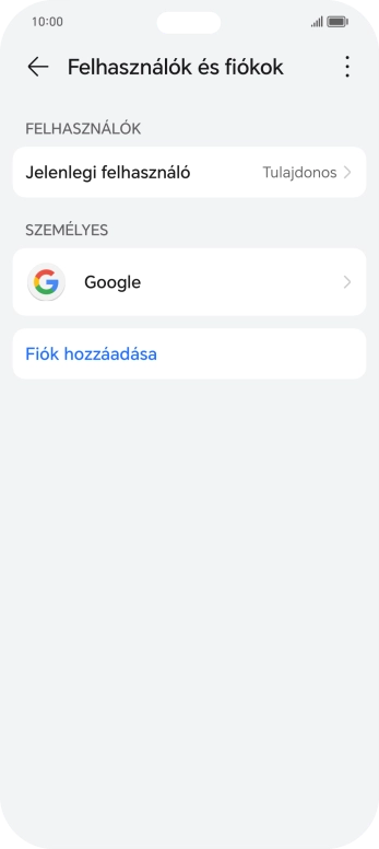 Válaszd a Fiók hozzáadása lehetőséget.