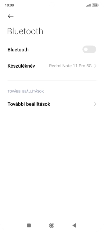 Kattints a „Bluetooth” melletti csúszkára a funkció bekapcsolásához.