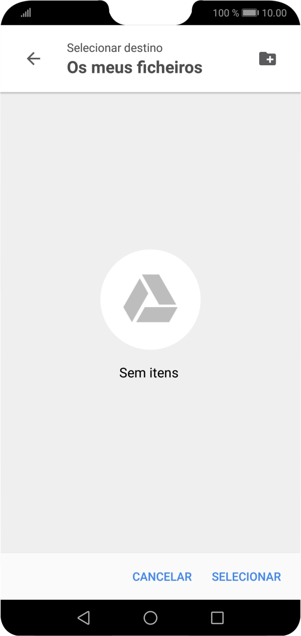 Se quiser criar uma nova pasta, prima o ícone de nova pasta e siga as indicações no ecrã para criar uma nova pasta.