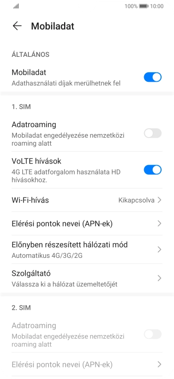 Válaszd az Elérési pontok nevei (APN-ek) lehetőséget.