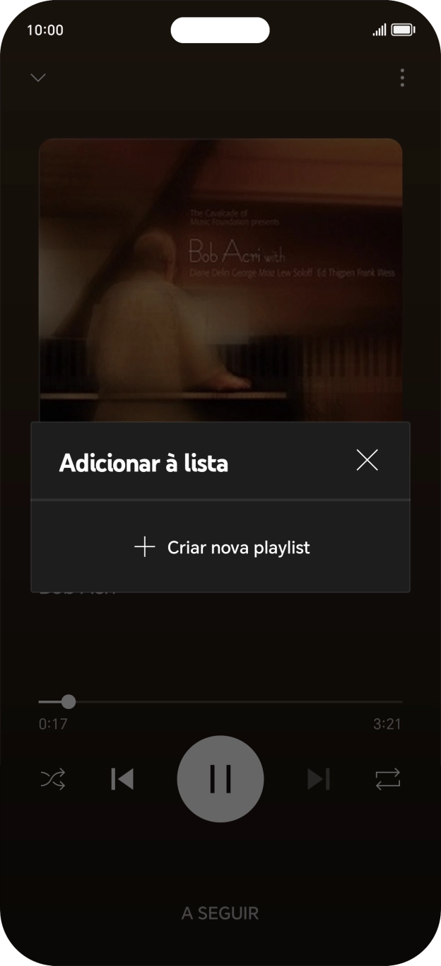 Prima Criar nova playlist.