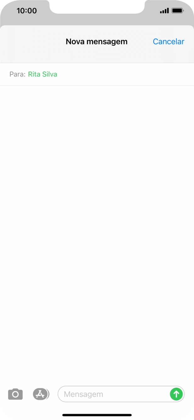 Prima o campo de escrita e escreva o texto da sua mensagem multimédia.