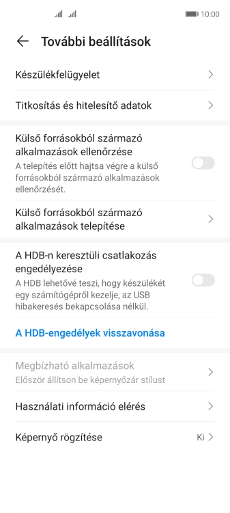 Válaszd a Titkosítás és hitelesítő adatok lehetőséget.