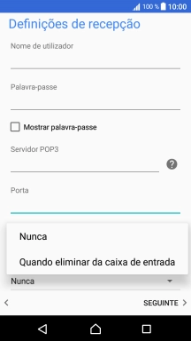 Prima Nunca para manter os e-mails no servidor quando estes são apagados no telefone.