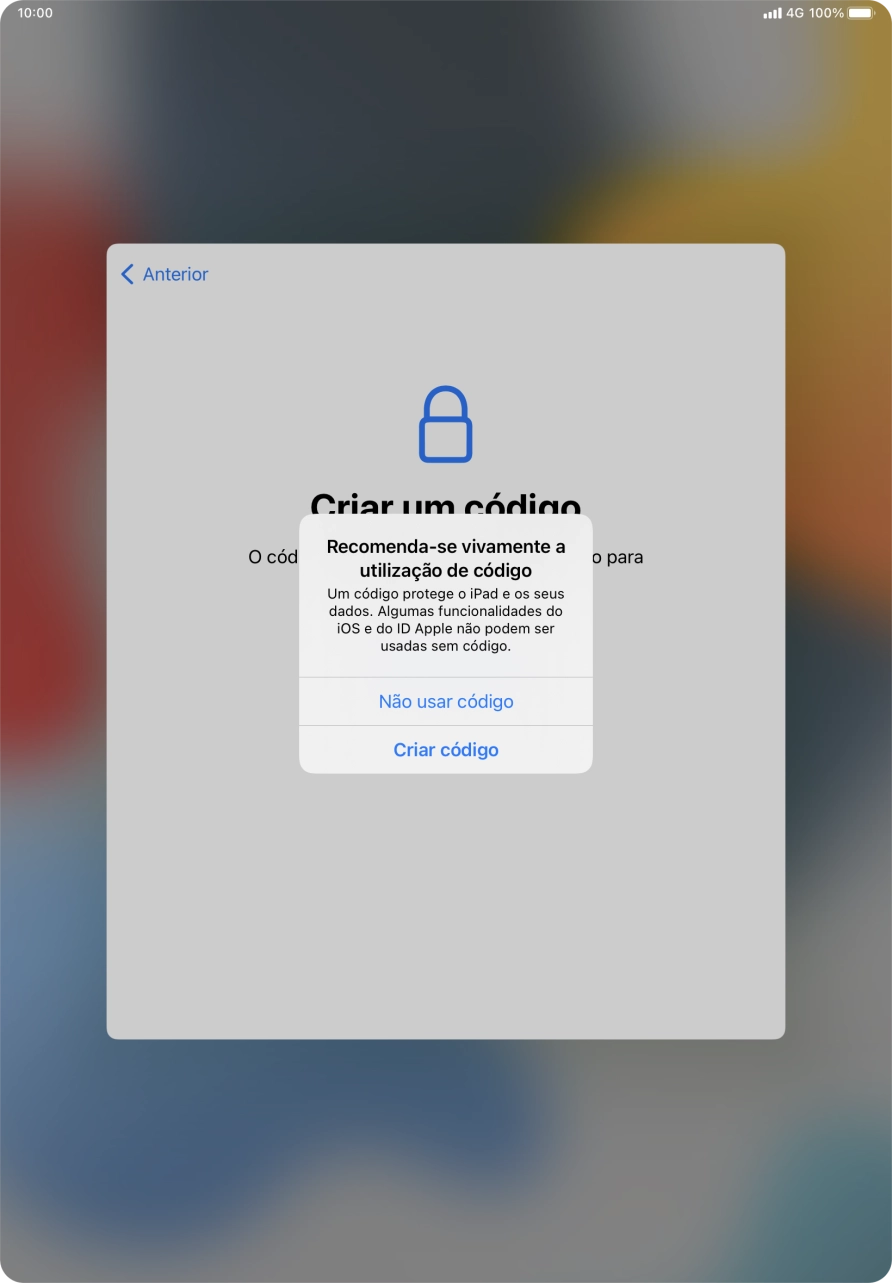 Se desativar a função, prima Não usar código.