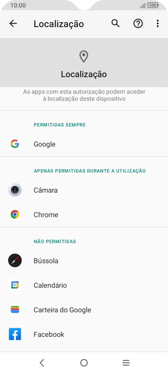 Prima a app pretendida.