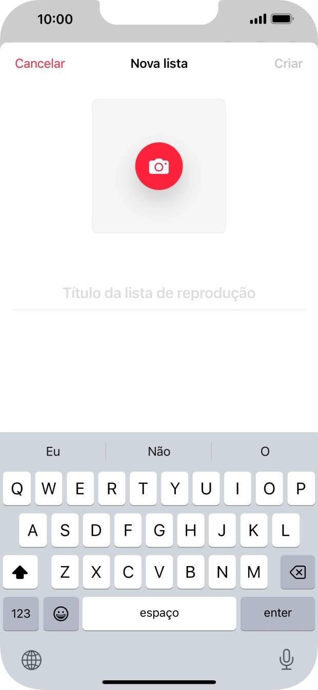 Prima o campo de escrita e introduza o nome da lista de reprodução.