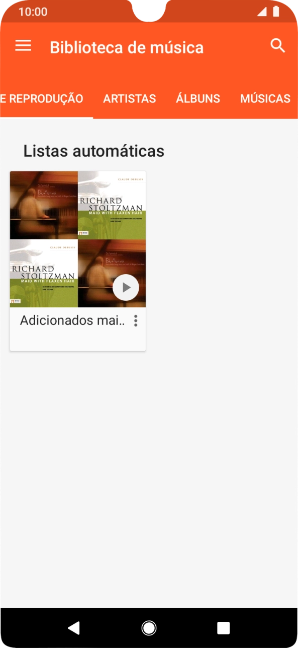 Prima a categoria pretendida e dirija-se ao ficheiro de música pretendido.