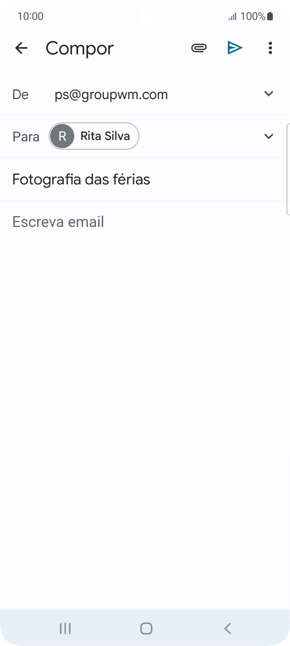 Prima o campo de escrita e escreva o texto do e-mail.
