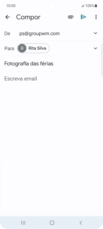Prima o campo de escrita e escreva o texto do e-mail.