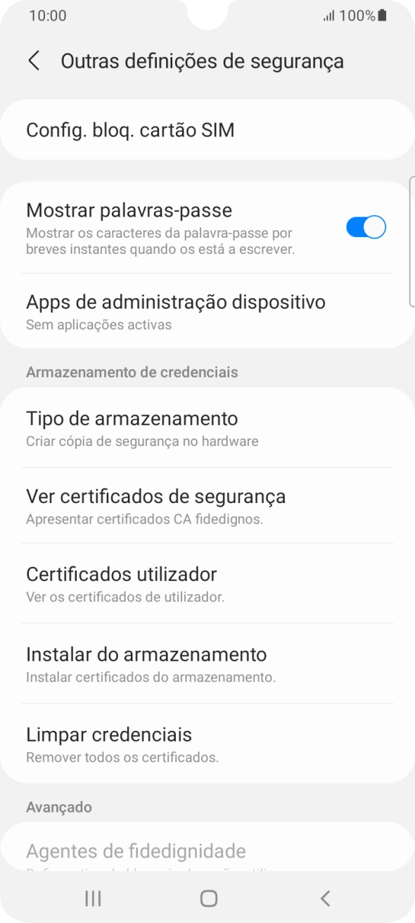Prima Config. bloq. cartão SIM.