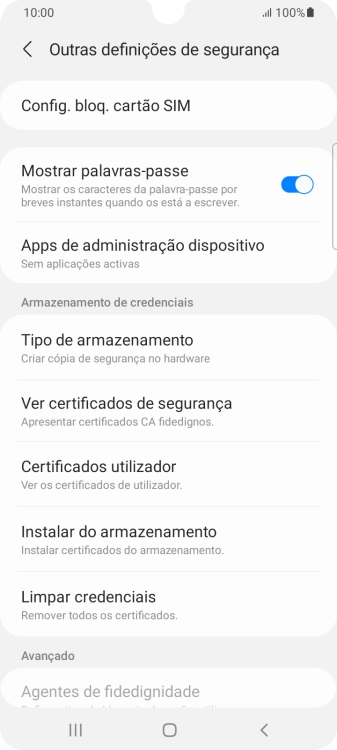 Prima Config. bloq. cartão SIM.