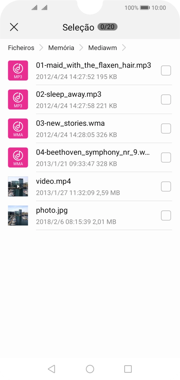 Prima o ficheiro pretendido.