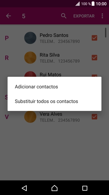 Se pretender manter os contactos existentes no cartão SIM, prima Adicionar contactos.