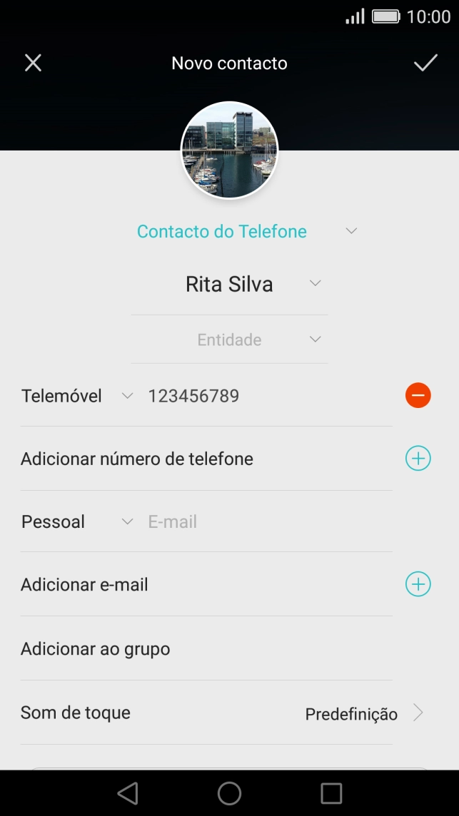 Prima o tipo de número junto do número de telefone.