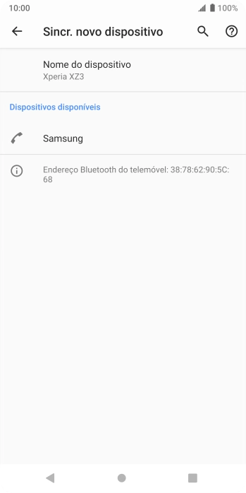 Prima o dispositivo Bluetooth pretendido e siga as indicações no ecrã para emparelhar o dispositivo pretendido com o telefone.