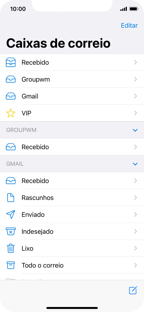 Prima a conta de e-mail pretendida.
