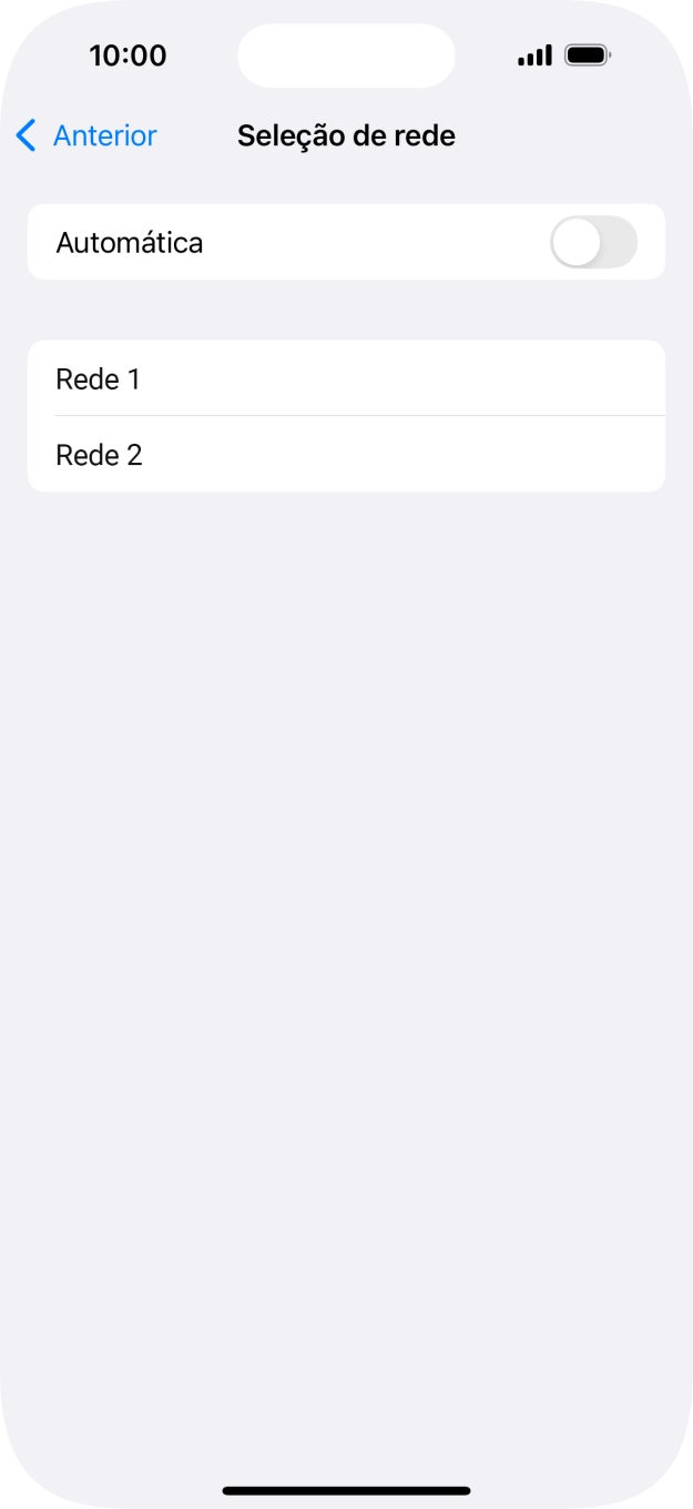 Se desativar a função, prima a rede pretendida.