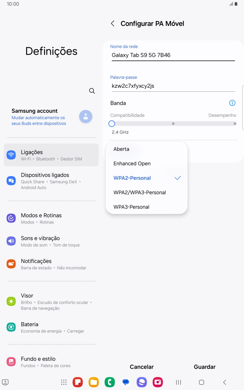 Prima WPA3-Personal para proteger o hotspot Wi-Fi com uma password.