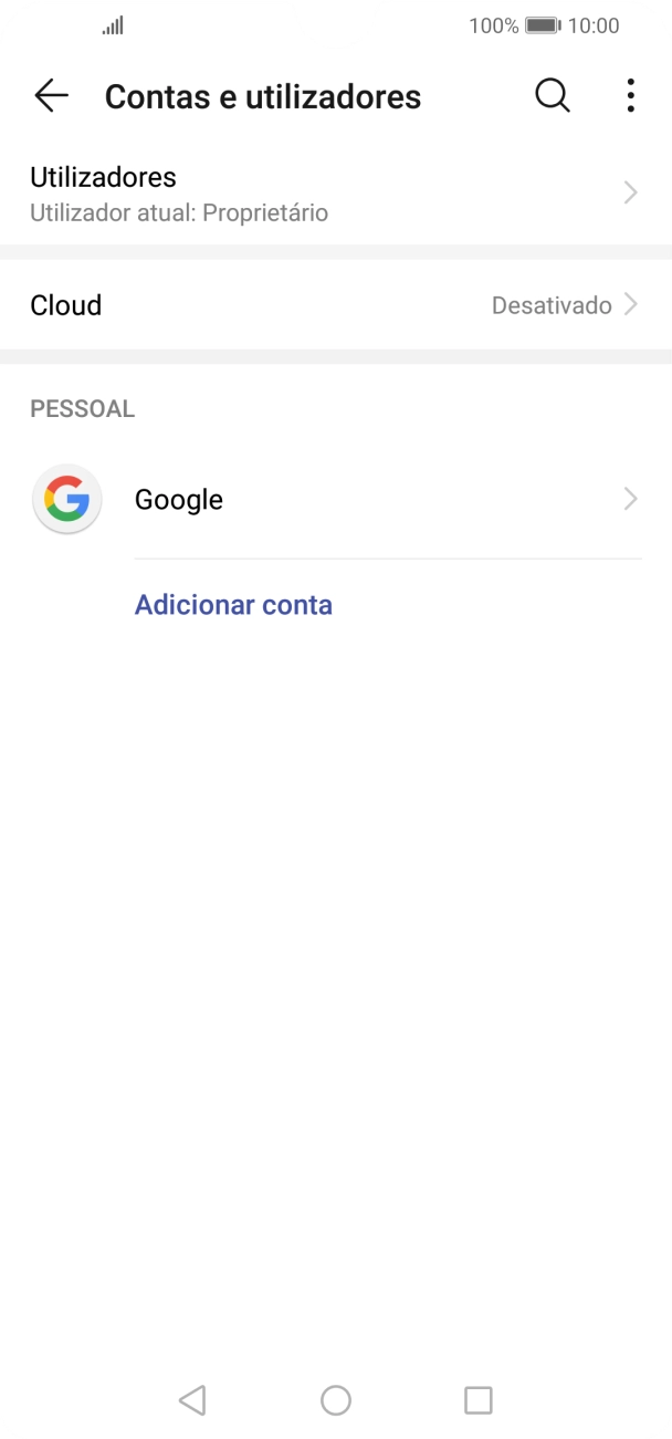 Prima Adicionar conta.