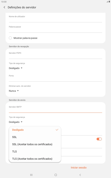 Prima Desligado para desativar a função.
