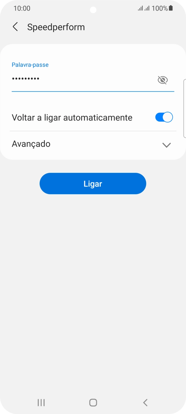 Introduza a password da rede Wi-Fi e prima Ligar.
