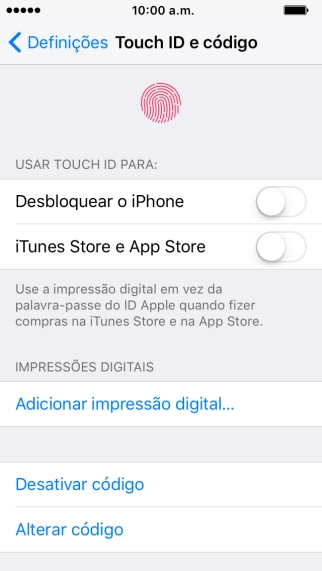 Prima Desativar código , e introduza o código de bloqueio.